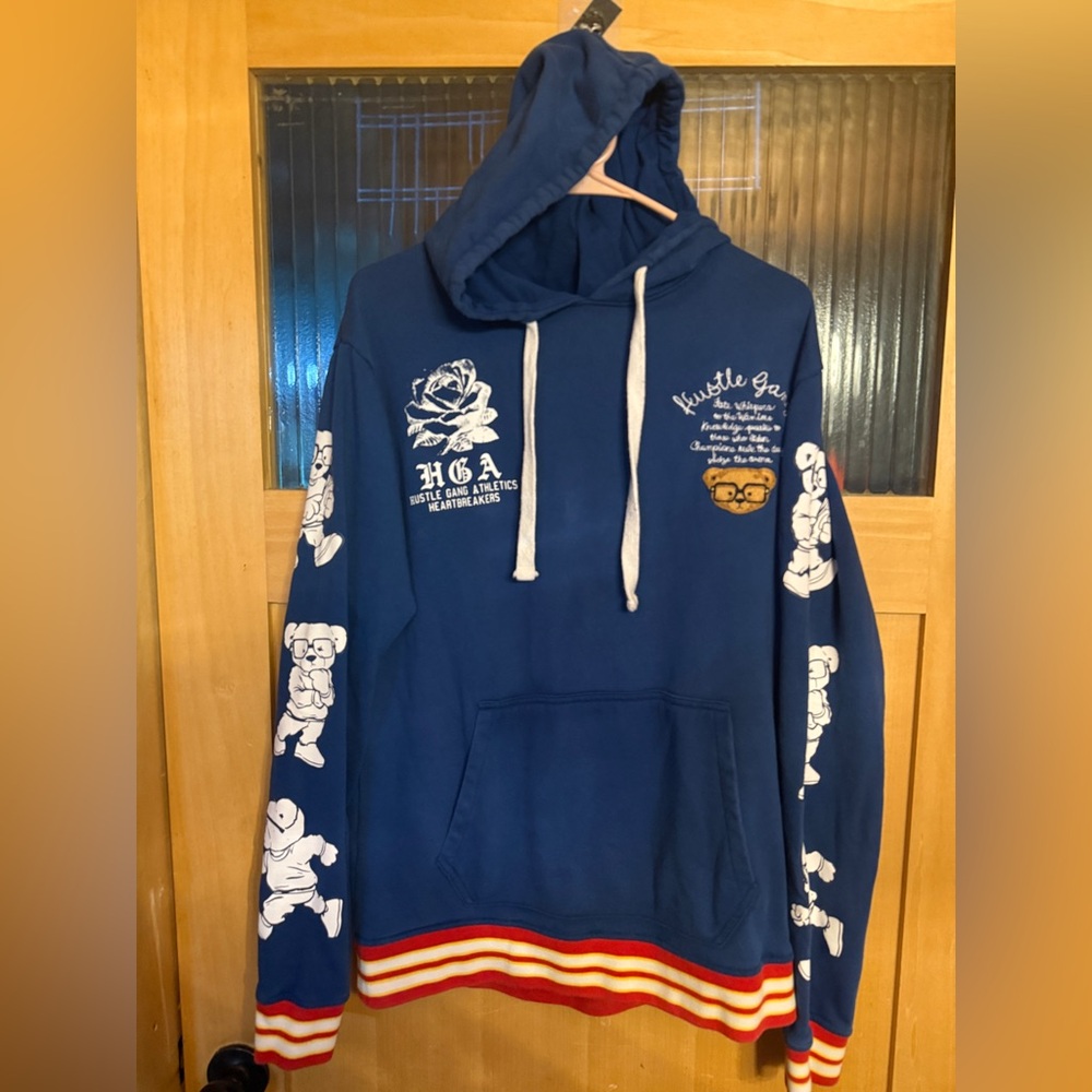 Hustle Gang Hoodie Sweatshirt Mens Size Large Bear Graphic Streetwear